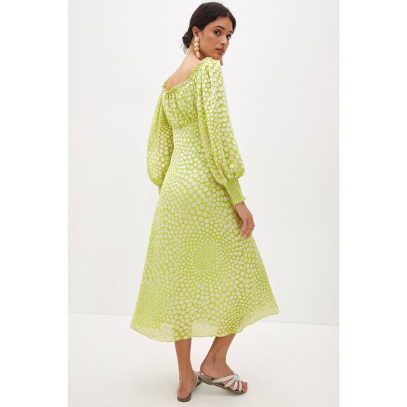 New Anthropologie EXQUISE Meryl Long Sleeve Midi Dress $218 MEDIUM Light Green - Picture 3 of 3